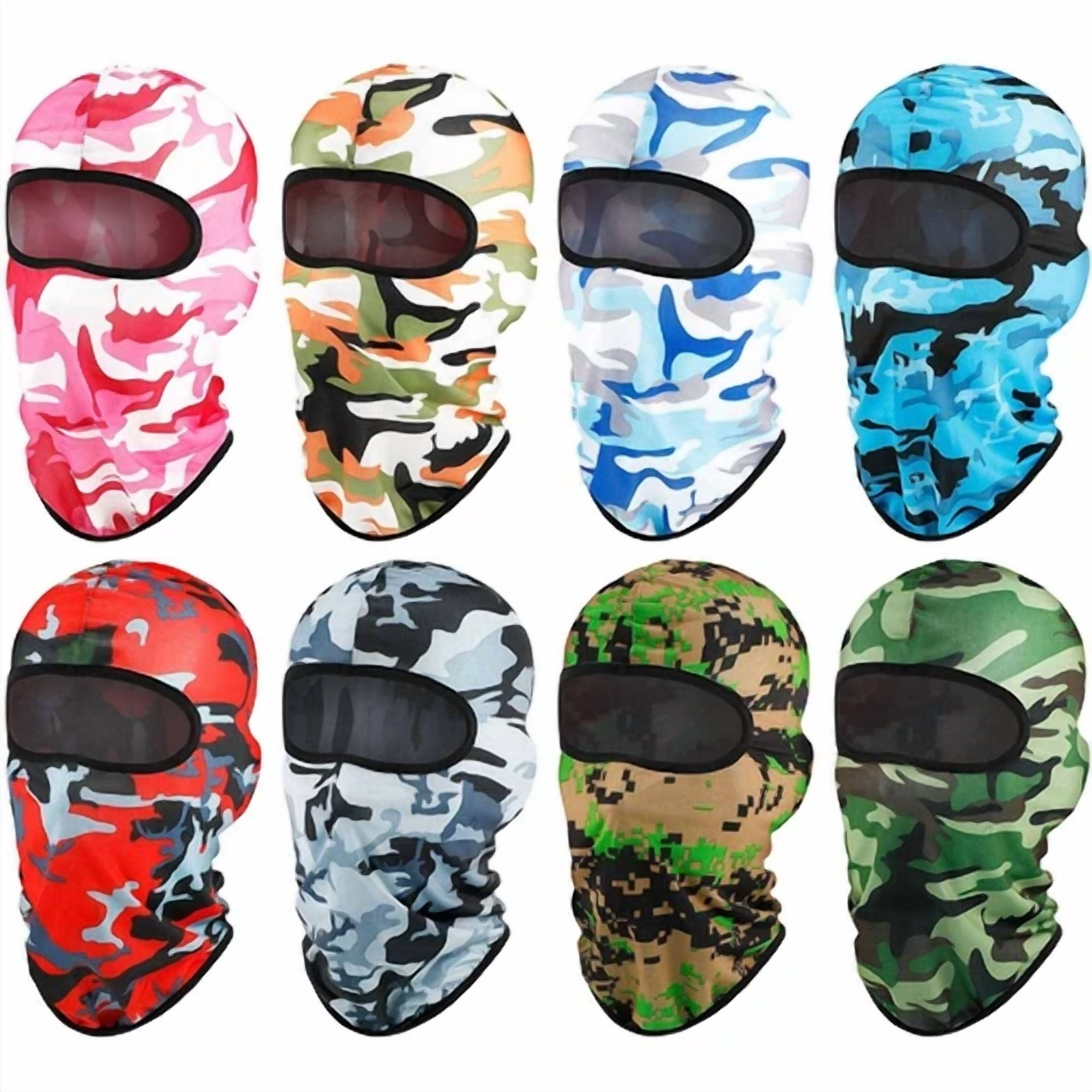 CIRCLE- 8Pcs Balaclava Full Face Mask Uv Protection Windproof Ski Sun Hood Cover For Men