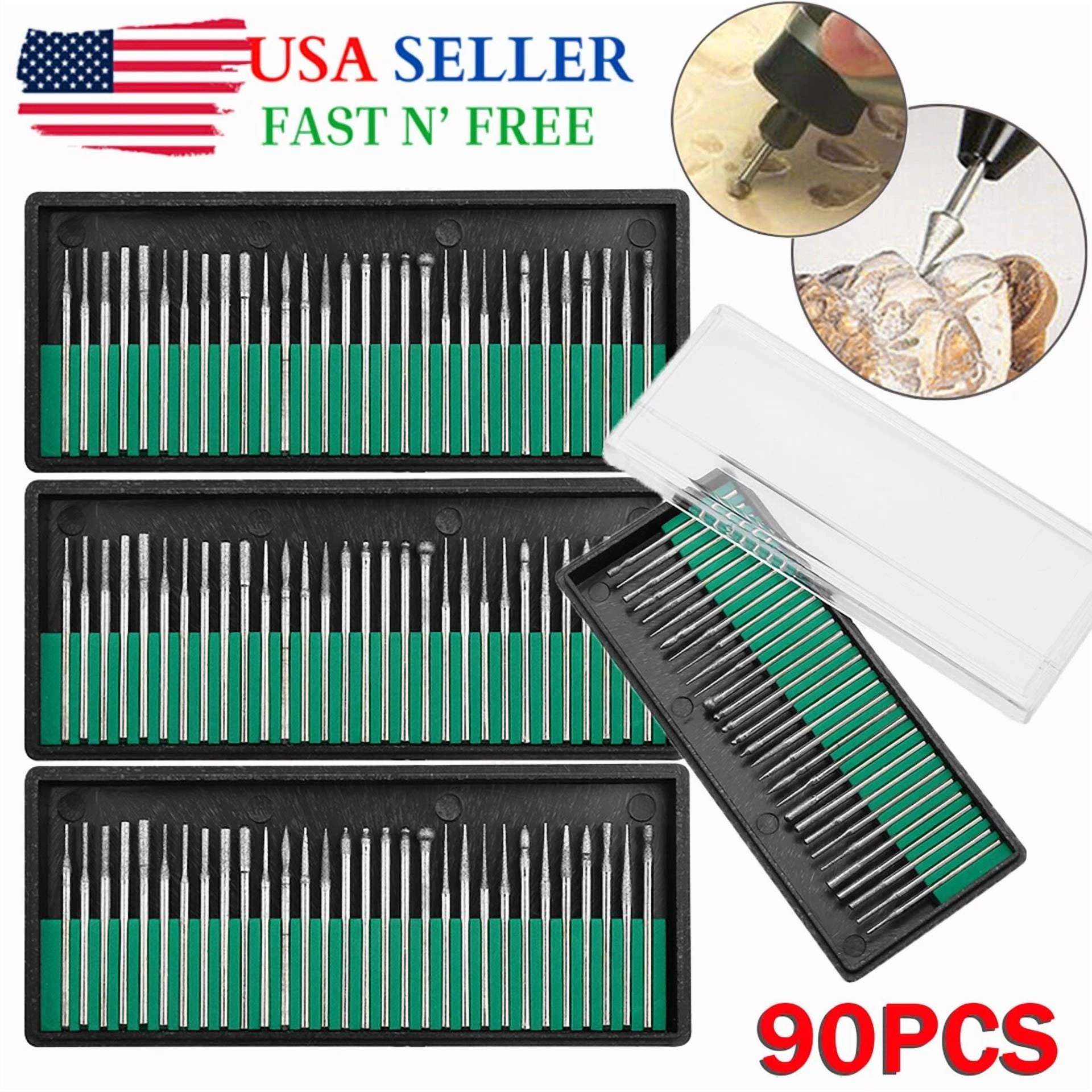 CIRCLE- 90Pcs 1/8" Diamond Burr Bits Drill Set Rotary Multi Tool Accessories For Dremel