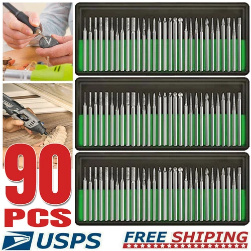 CIRCLE- 90Pcs Diamond Burr Set Drill Bits Mini Drill For Dremel Rotary Tool Accessories