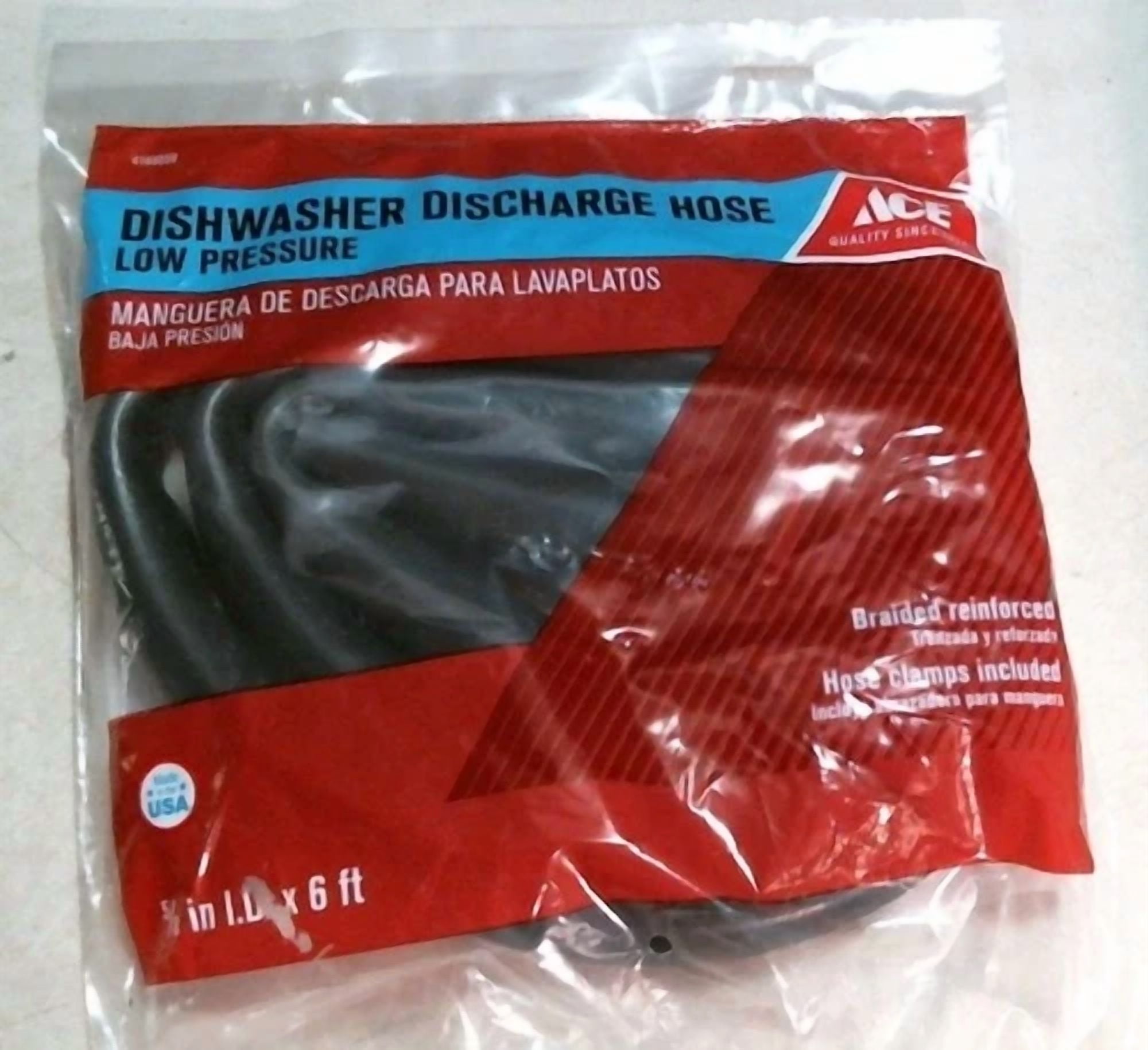 CIRCLE- Ace 09111 Dishwasher Discharge Hose Low Pressure 1" Id X 6', Free Shipping