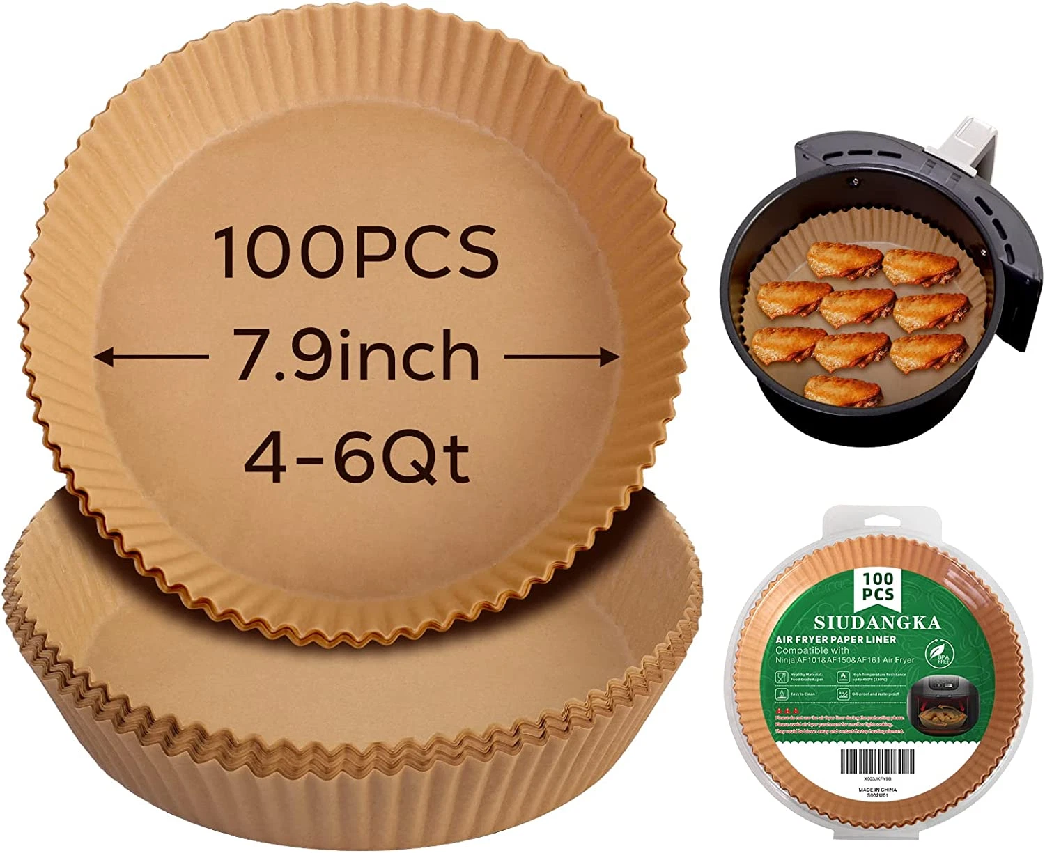 CIRCLE- Air Fryer Liners For Ninja Air Fryer, 100 Pcs Air Fryer Disposable Paper Liner A