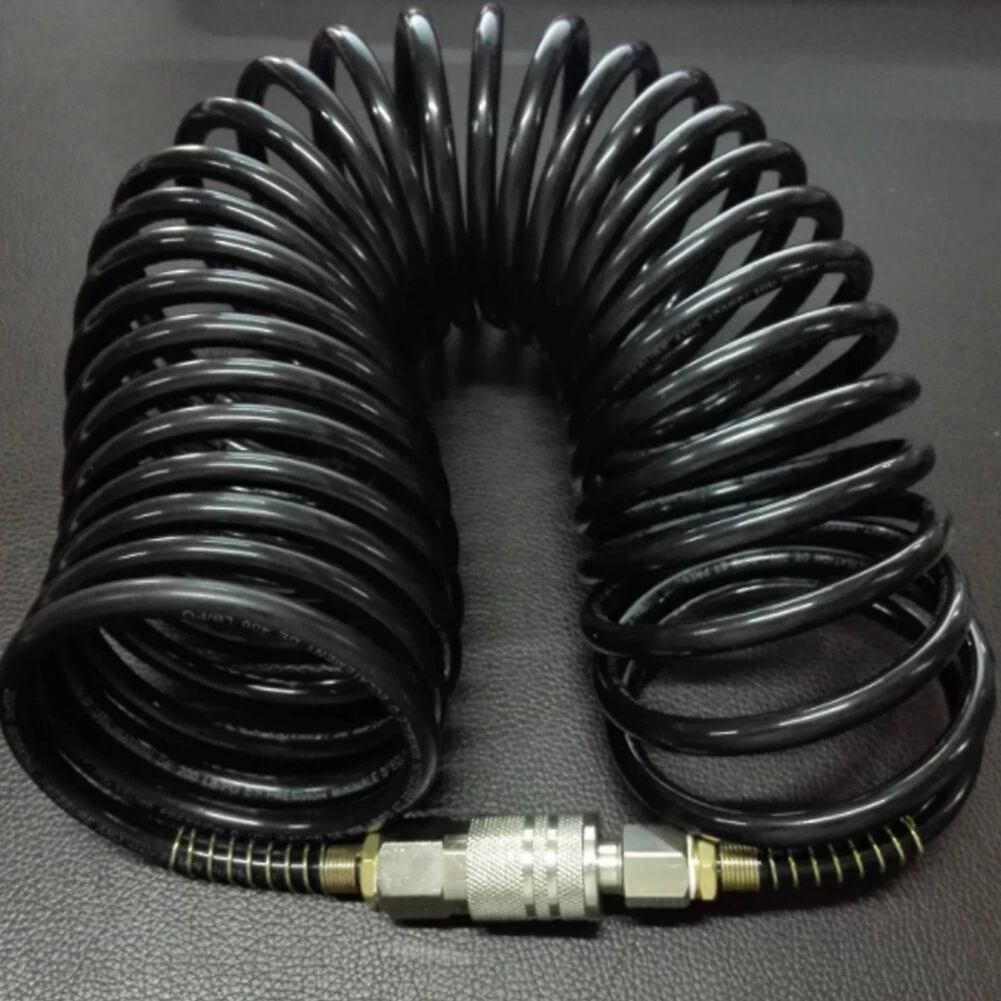 CIRCLE- Air Hose 25Ft 1/4 Rubber Air Compressor Hose Quick Coupler Fittings 200Psi