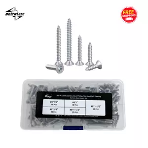 CIRCLE- Assorted 160-Piece Wood Screws – Self-Tapping, Flat Head, 304 Stainless