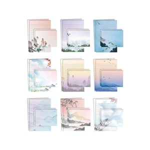 CIRCLE- Better Office Mini Stationery Kits Assorted Japanese Watercolor Designs 50/Set