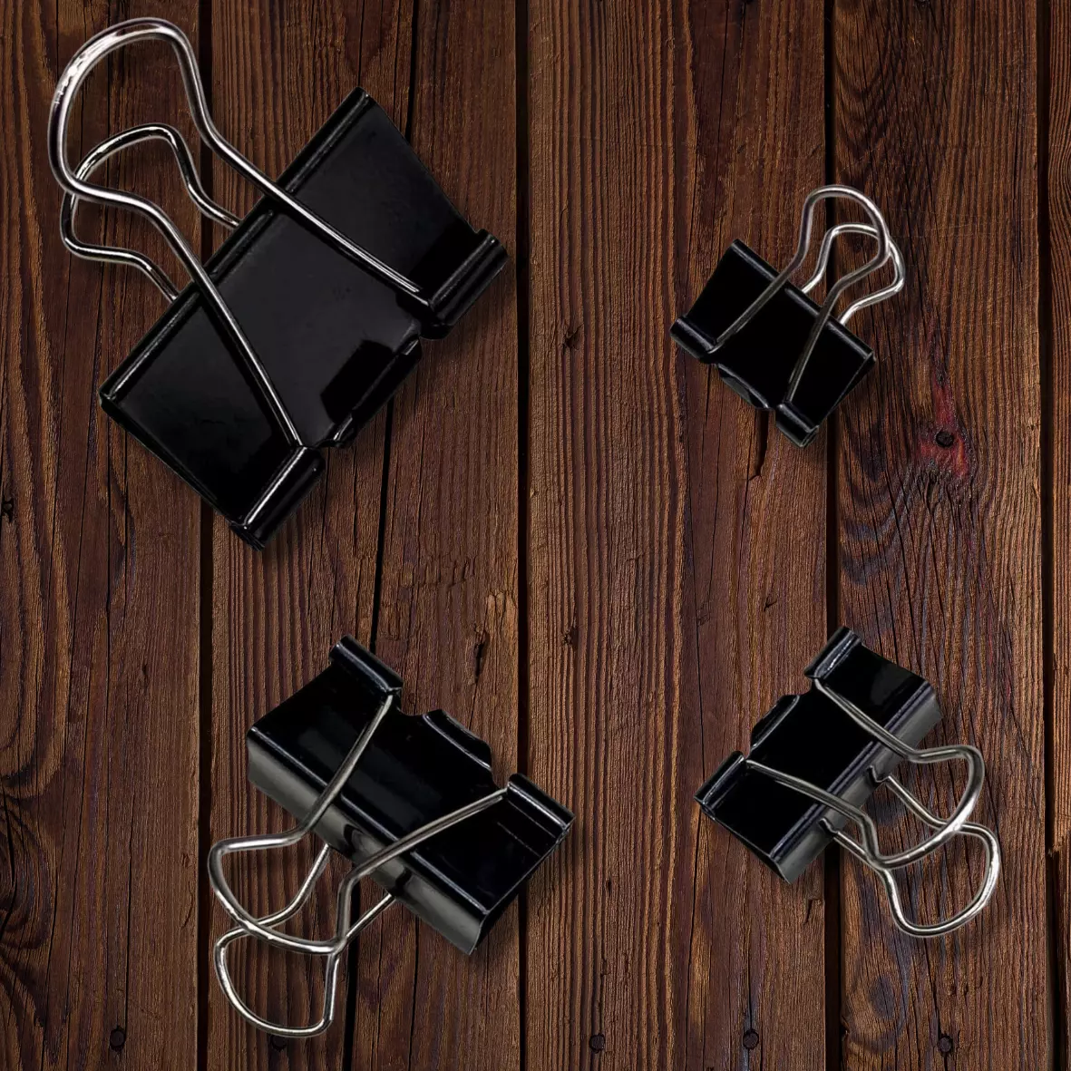 CIRCLE- Binder Clips Paper Clamps Office Supplies 4 Assorted Sizes 120 Pcs Modern New