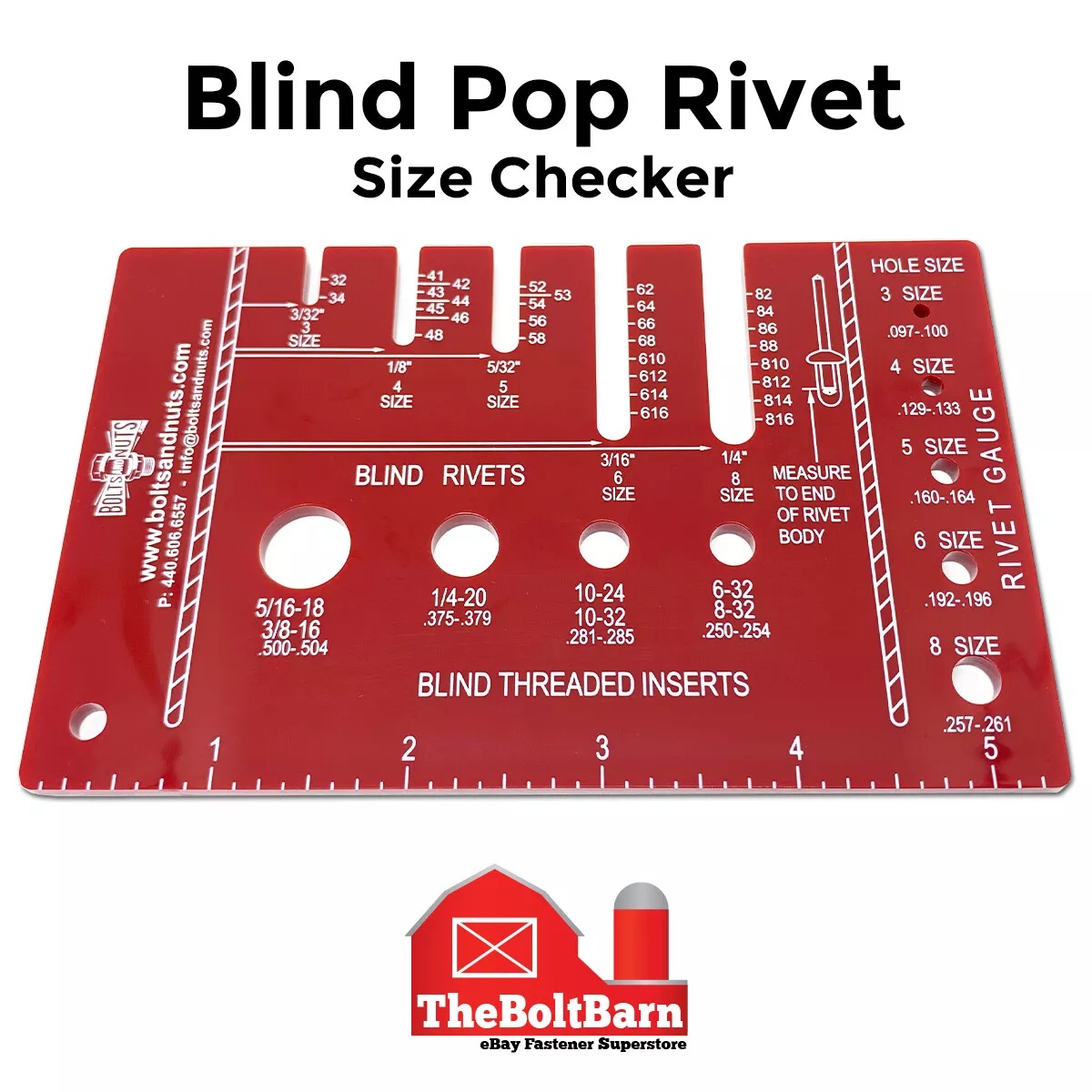 CIRCLE- Blind Pop Rivet & Rivet Nut Size Checker Gauge