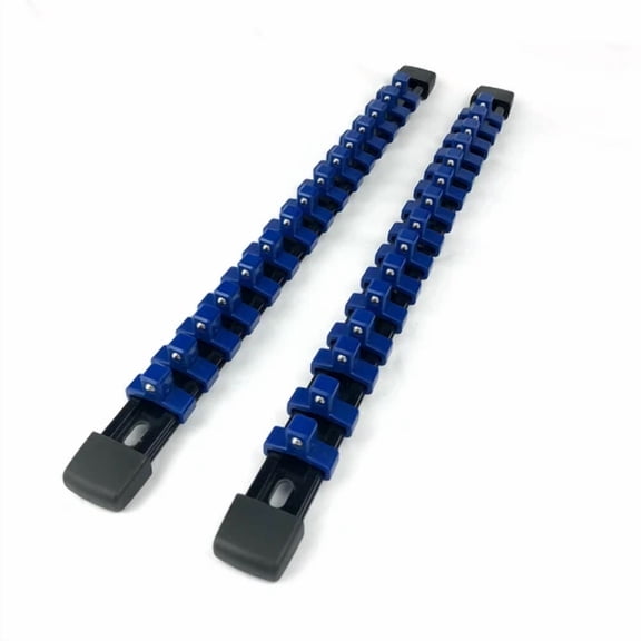 CIRCLE- Blue 3/8? Abs Mountable Socket Organizer Rail Rack Tools Sliding Holder 2Pcs Us