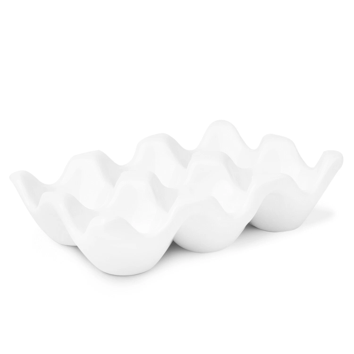 CIRCLE- Ceramic Egg Tray 6 Cup Egg Holder Container For Refrigerator Fridge (White)