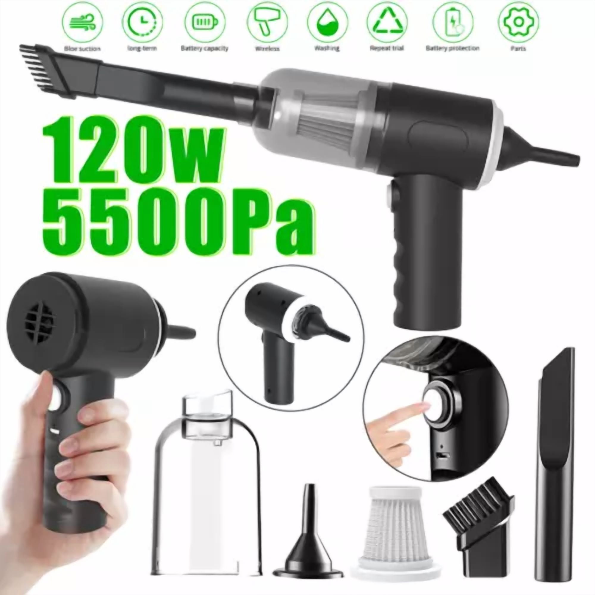 CIRCLE- Cordless Electric Air Duster Powerful 45000Rpm Hi-Pressure Computer Car Cleaning