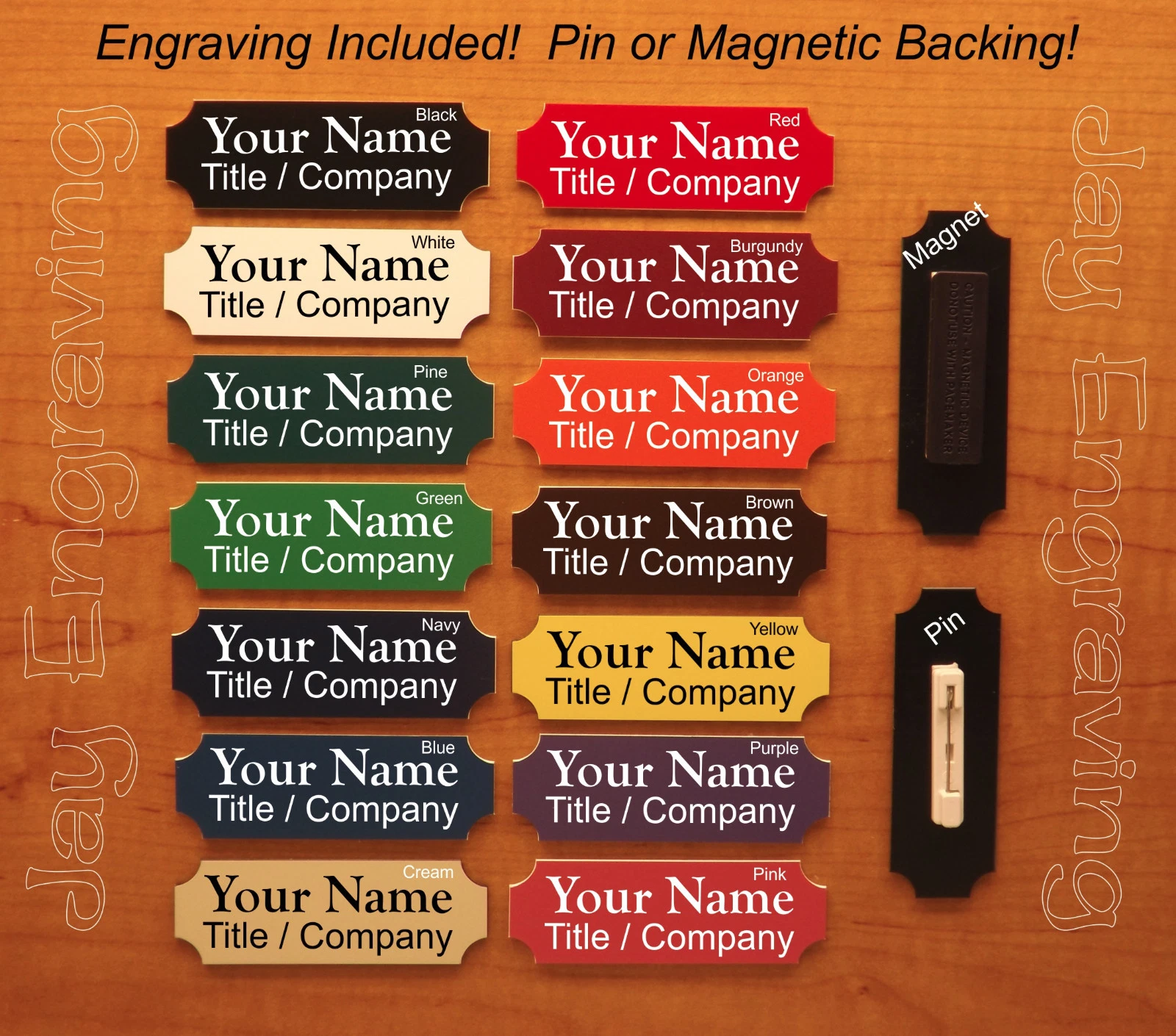 CIRCLE- Custom Engraved 1X3 Name Tag / Employee Id Badge / Pin Or Magnetic Attachment Id