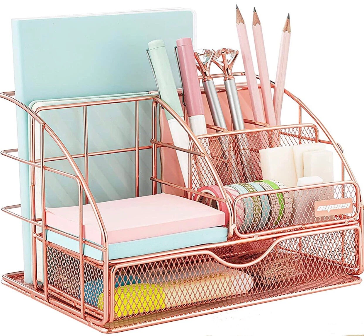 CIRCLE- Desk Organizers And Accessories - Upgraded Desktop Organizer For Rose Gold