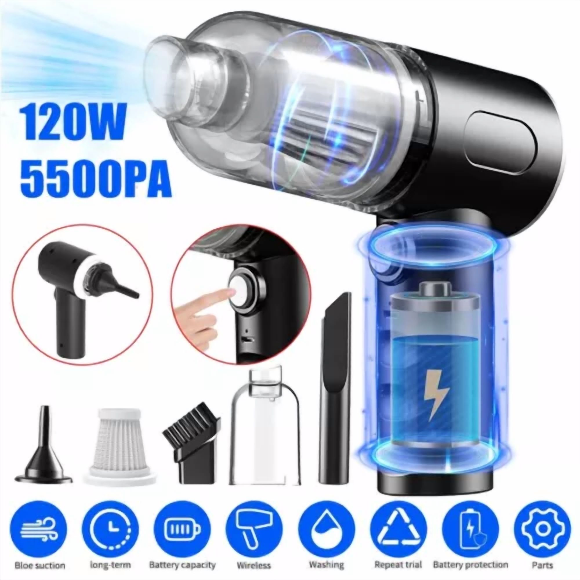 CIRCLE- Electric Vacuum Cleaner Air Duster Suction High Pressure For Computer Keyboard