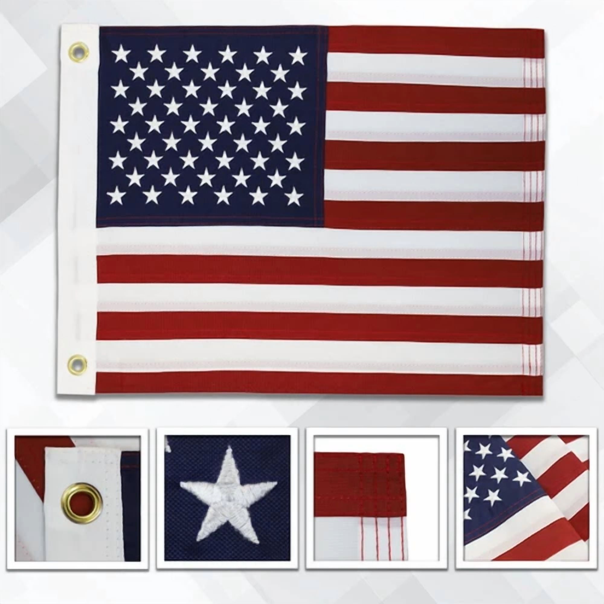 CIRCLE- Embroidered American Flag 12X18In Embroidered Usa Flag