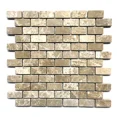 thumbnail image 1 of CIRCLE- Emperador Light 1X2 Tumbled Marble Mosaic Tile Wall Backsplash Floor Kitchen, 1 of 5