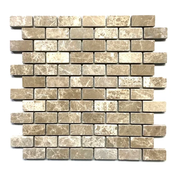 CIRCLE- Emperador Light 1X2 Tumbled Marble Mosaic Tile Wall Backsplash Floor Kitchen