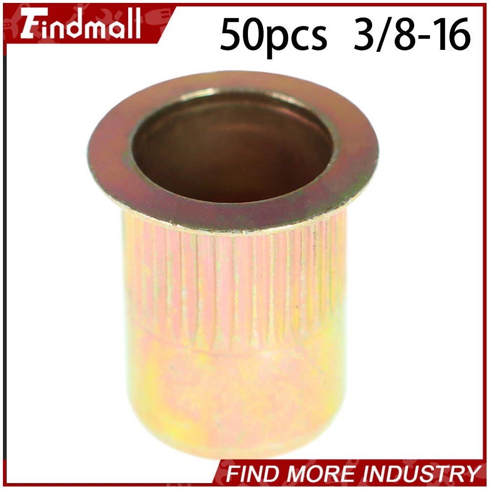 CIRCLE- Findmall 50 Pack 3/8-16 Rivet Gun Nuts Rivet Nuts Threaded Insert Nutsert