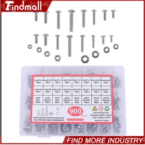 CIRCLE- Findmall 900Pcs Nuts And Bolts Machine Scre Assortment Kit #4-40#6-32#8-32#10-2