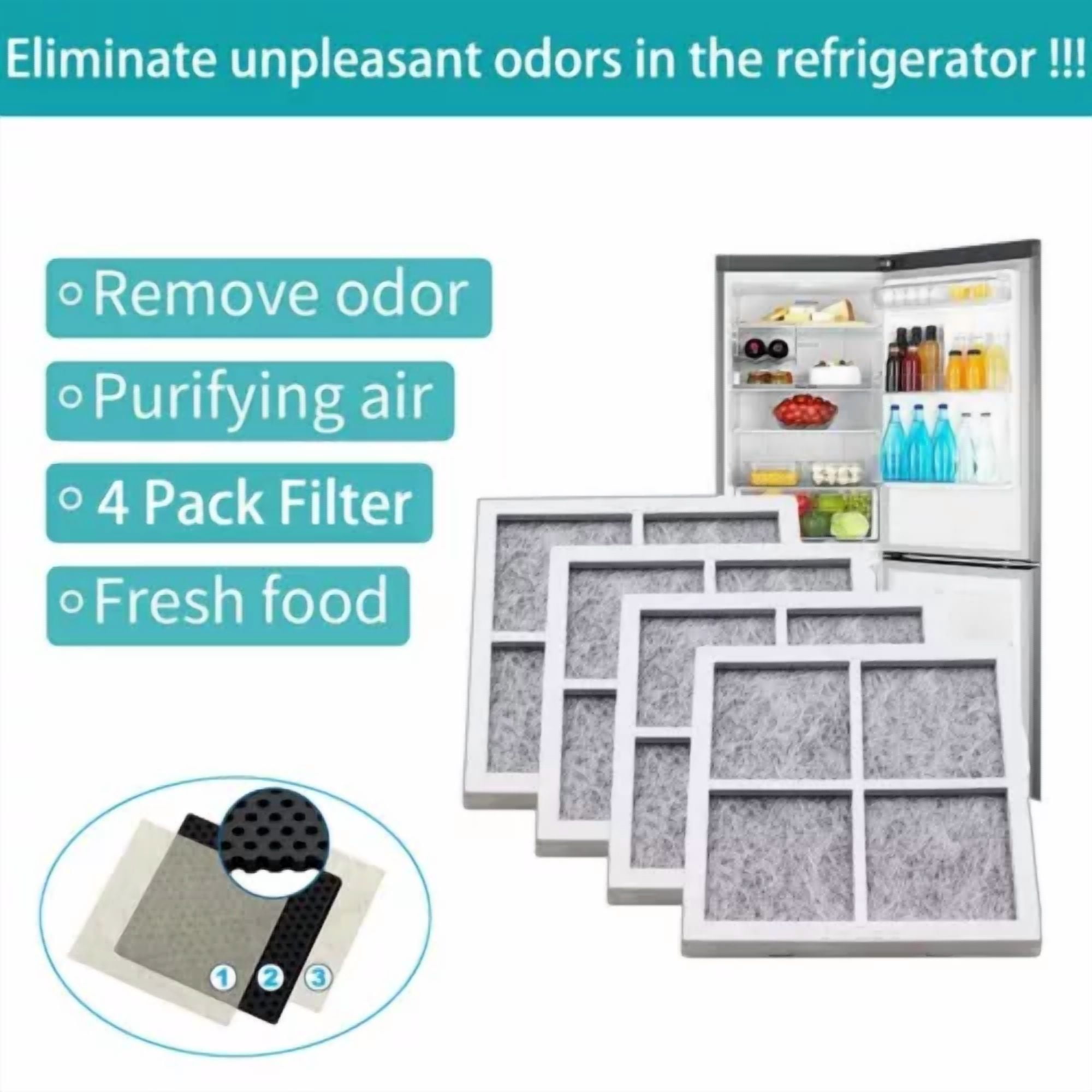 CIRCLE- For Lg Lt120F Lfx29927Sw Fresh Air Replacement Refrigerator Air Filter 4 Pack