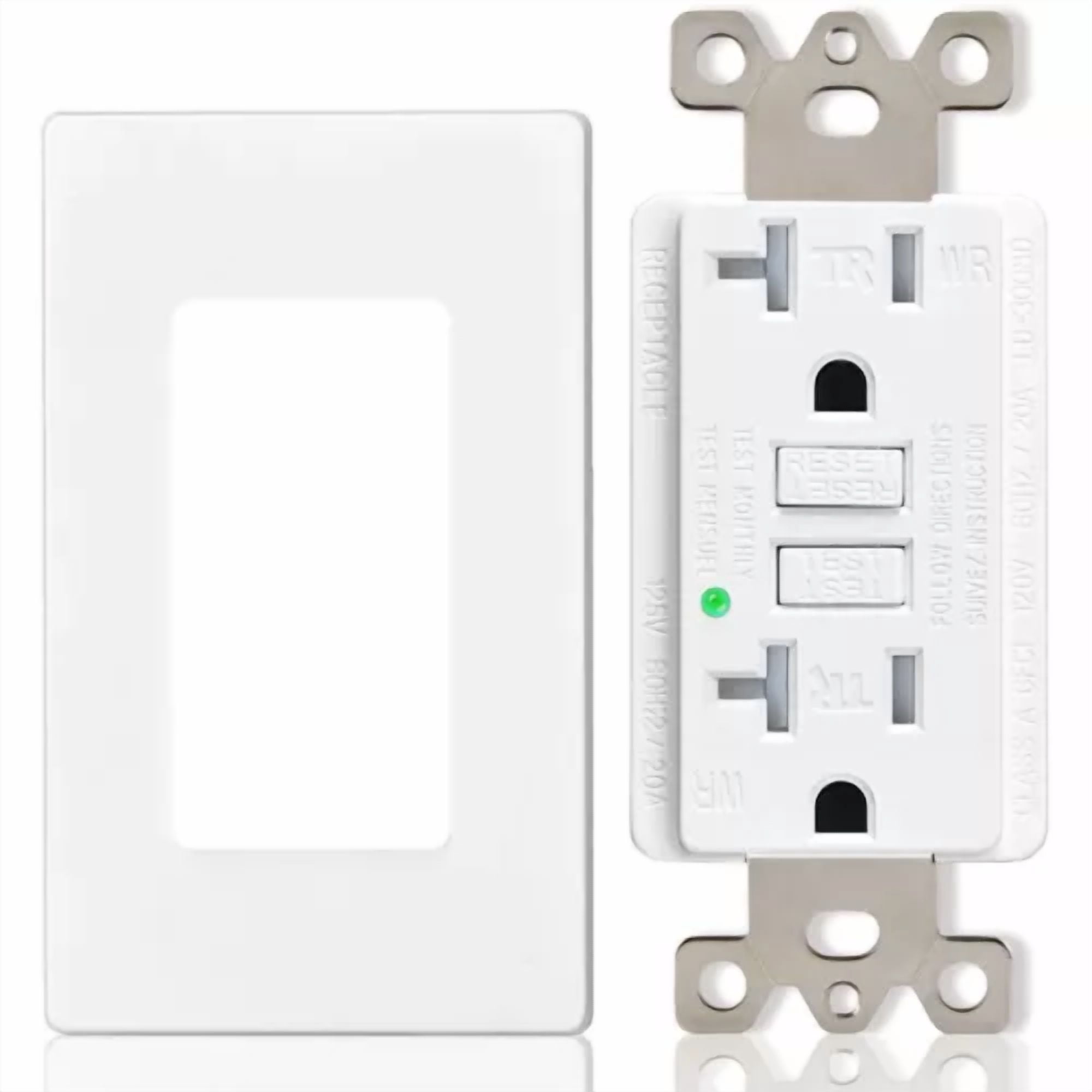 CIRCLE- Gfi Gfci Outlet 20 Amp Duplex Receptacle Tr Wr Led Indicator Commercial Use Etl