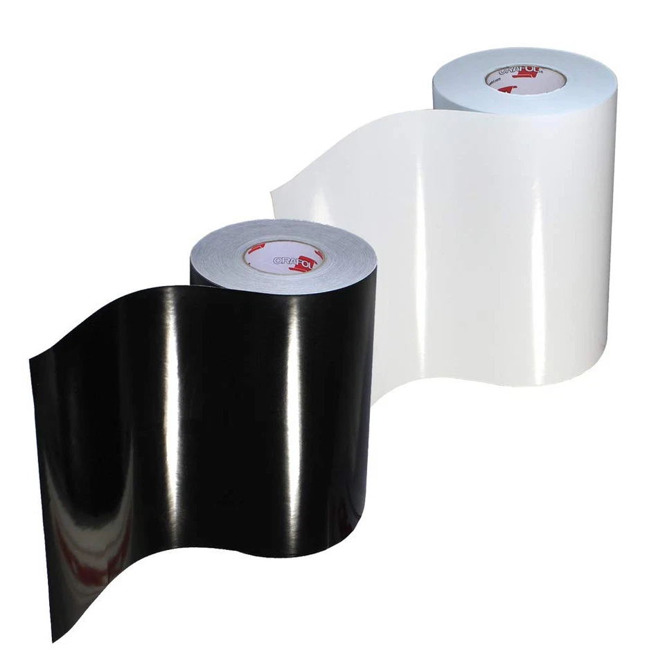 CIRCLE- Gloss Black White Adhesive Vinyl Tape 12X5 Two Rolls Scratch Water Resistant