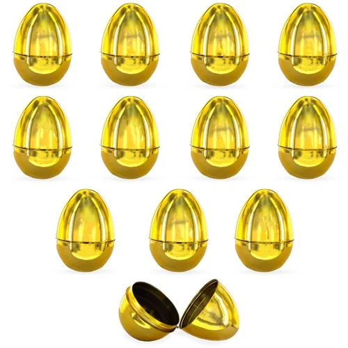 CIRCLE- Gold Fillable Plastic Easter Eggs For Party Favors And Egg Hunts 2.25 Inches