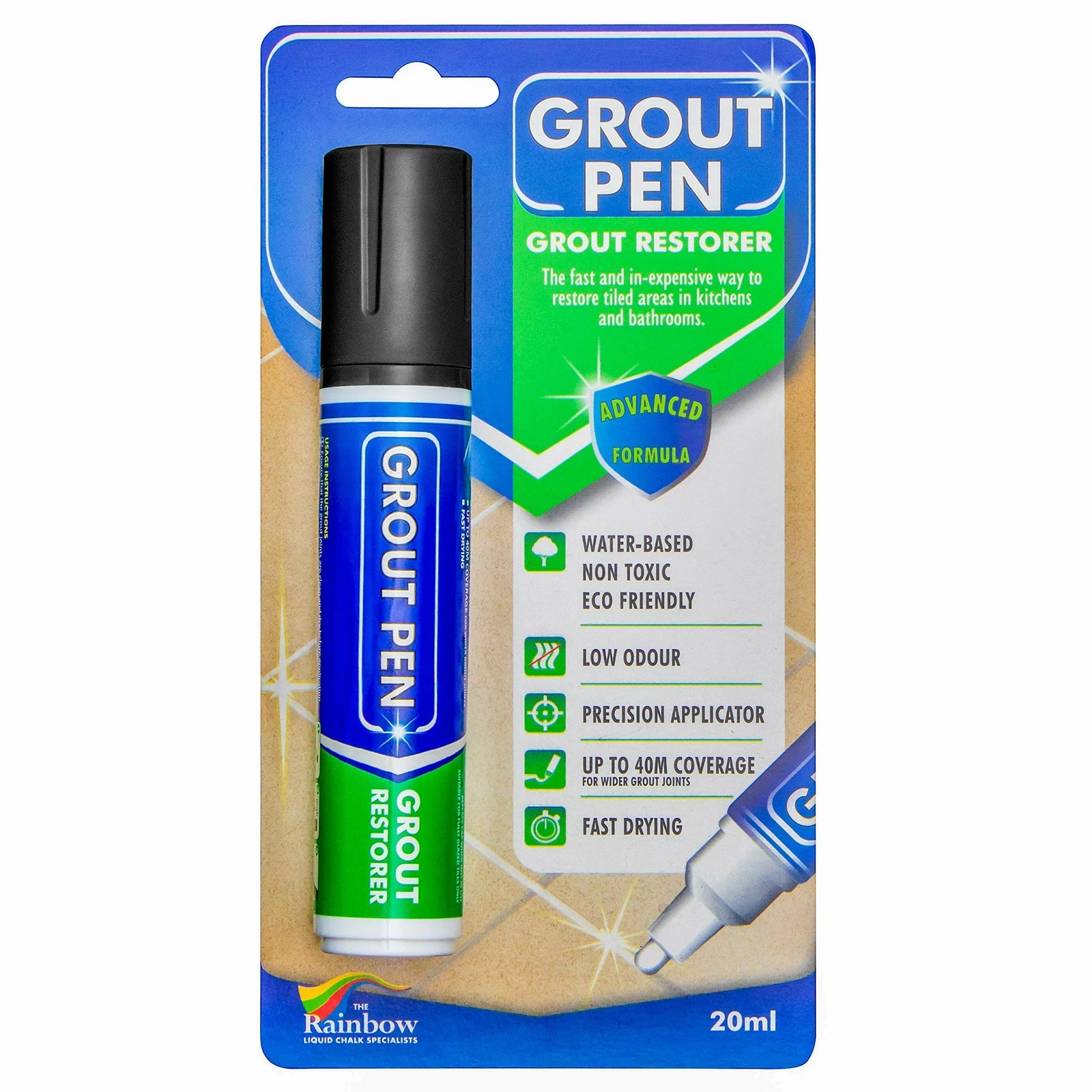CIRCLE- Grout Pen Black Tile Paint Marker: Waterproof Tile Grout Colorant Pen - Wide Tip