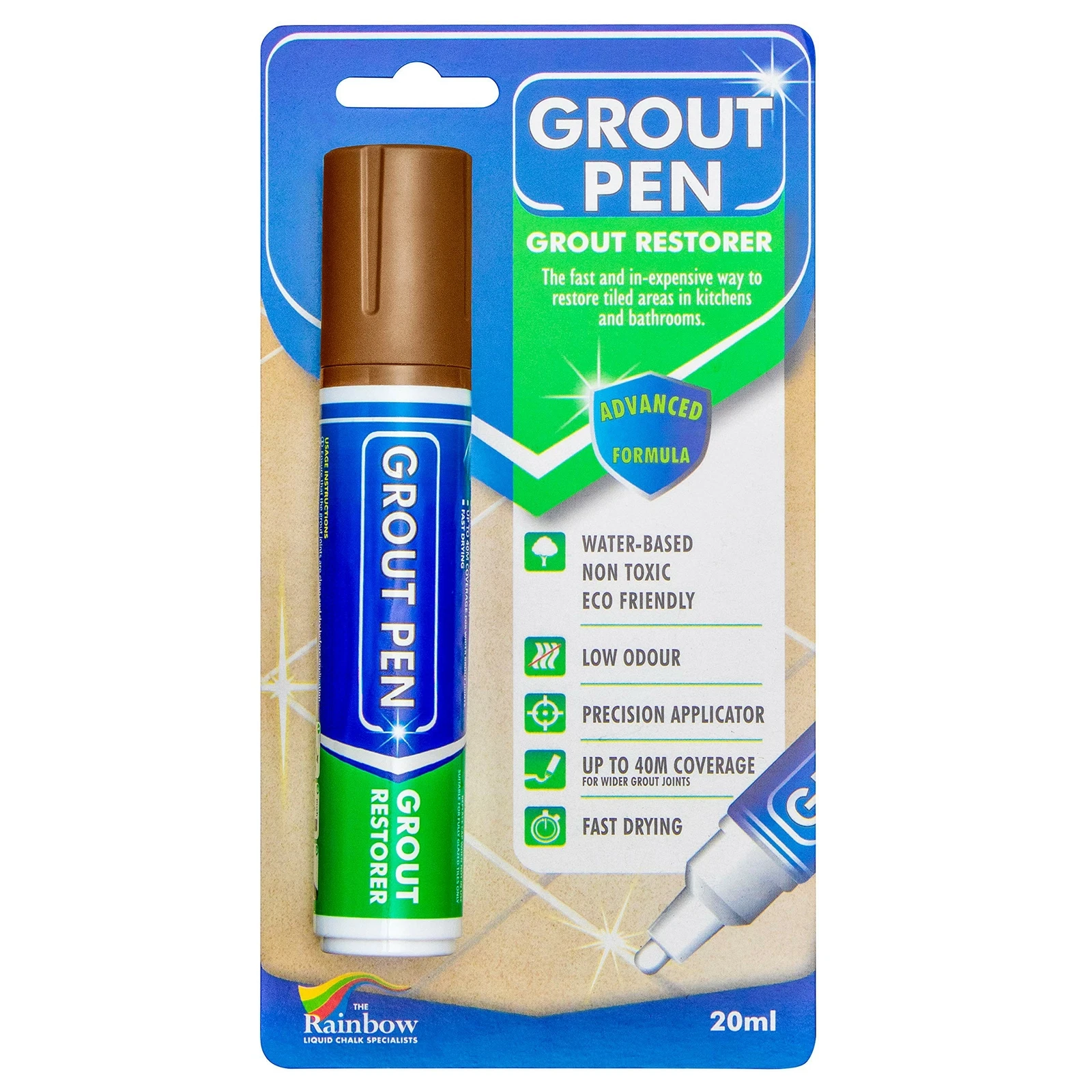 CIRCLE- Grout Pen Brown Tile Paint Marker: Waterproof Tile Grout Colorant Pen - Wide Tip