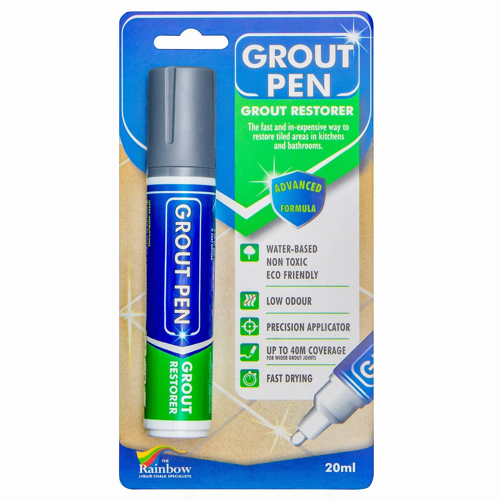 CIRCLE- Grout Pen Grey Tile Paint Marker: Waterproof Tile Grout Colorant Pen - Wide Tip