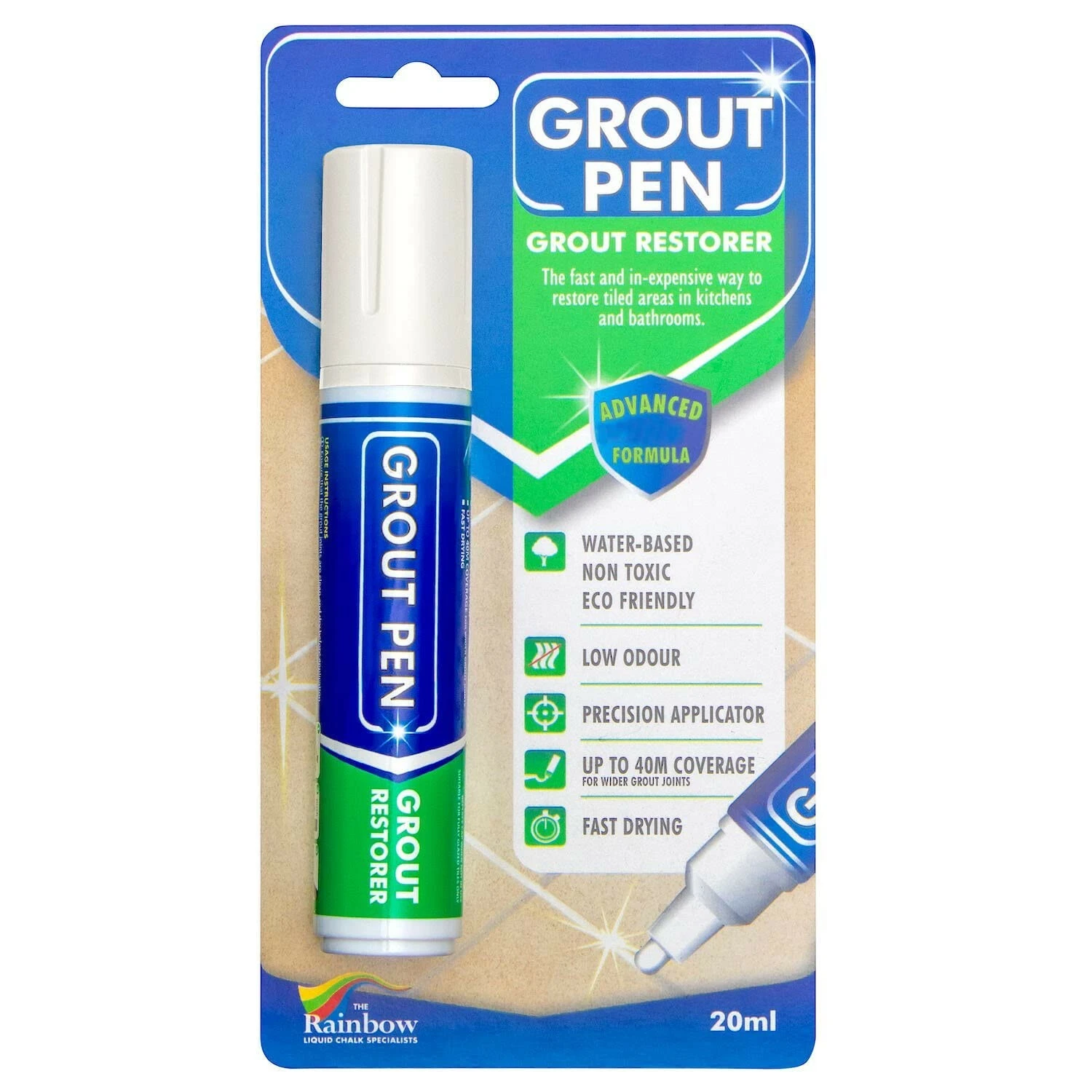 CIRCLE- Grout Pen Ivory Tile Paint Marker: Waterproof Tile Grout Colorant Pen - Wide Tip