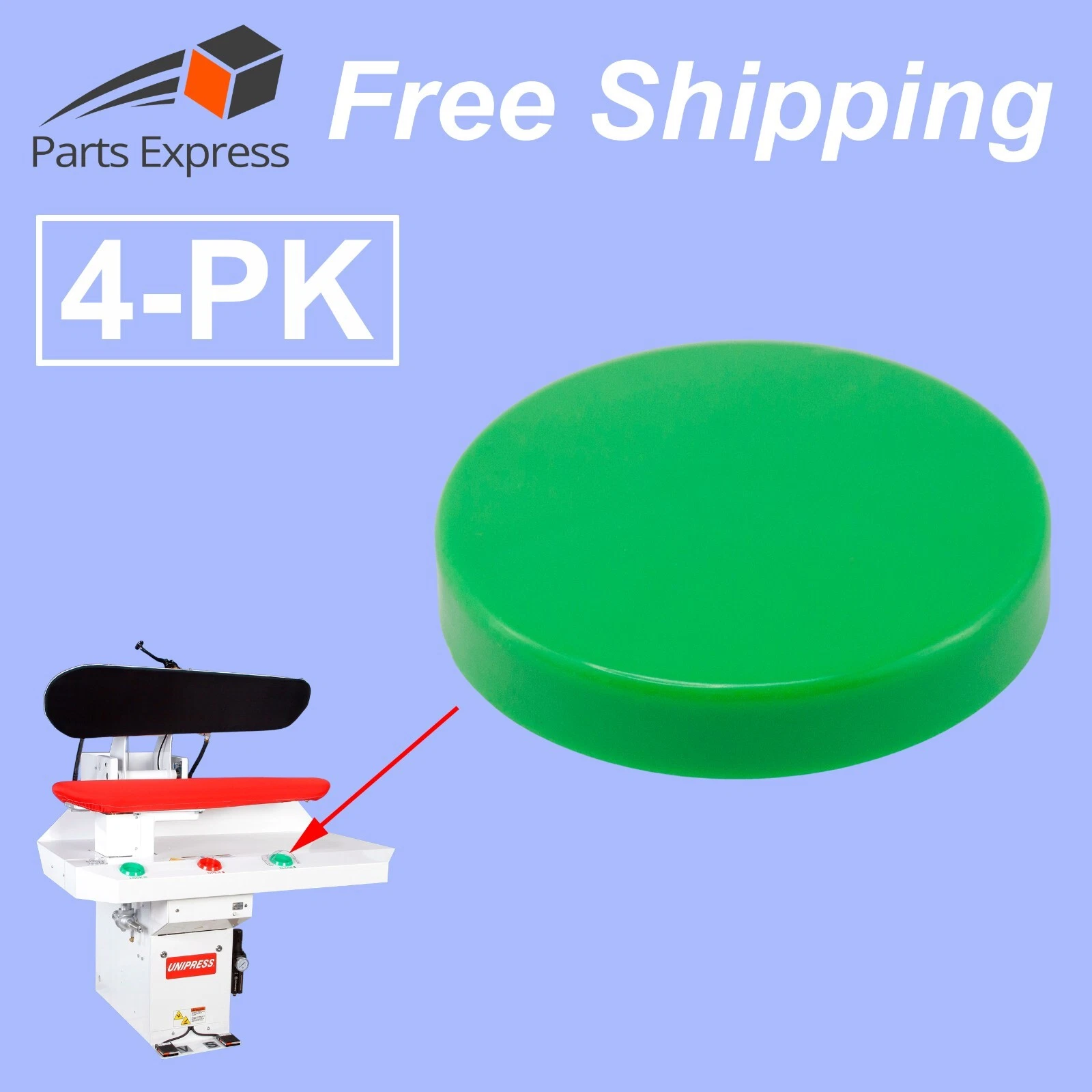 CIRCLE- Höt-Steam® [4-Pk] Green Button For Unipress Press Machines, (Part #30737-01)