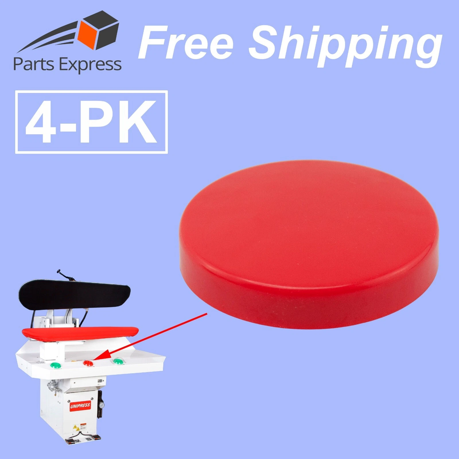 CIRCLE- Höt-Steam® [4-Pk] Red Button For Unipress Press Machines, (Part #30737-02)