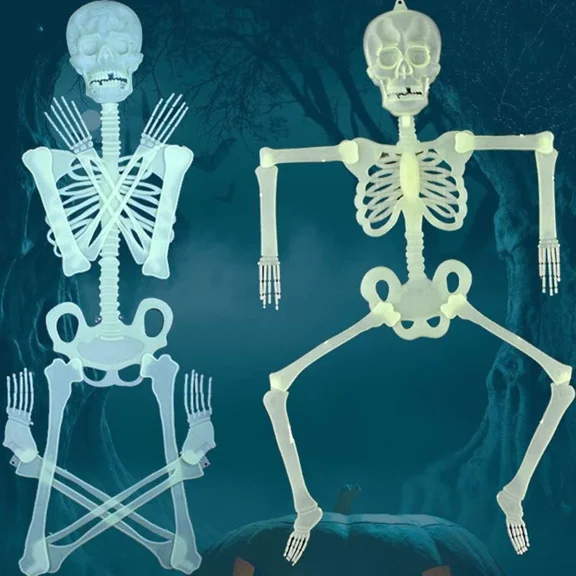 CIRCLE- Halloween Luminous Human Skeleton Poseable Full Life Size Decoration Party Prop
