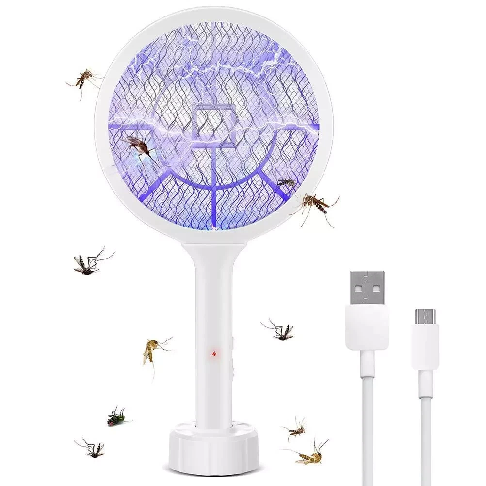 CIRCLE- Handheld Usb Rechargeable Mosquito Fly Swatter Bug Zapper Insect Killer Racket