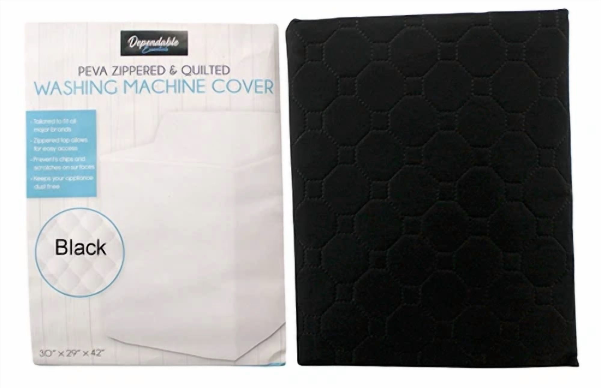 CIRCLE- Heavyweight Zippered & Quilted Peva Washing Machine Cover 30" X 29" X 42" Black