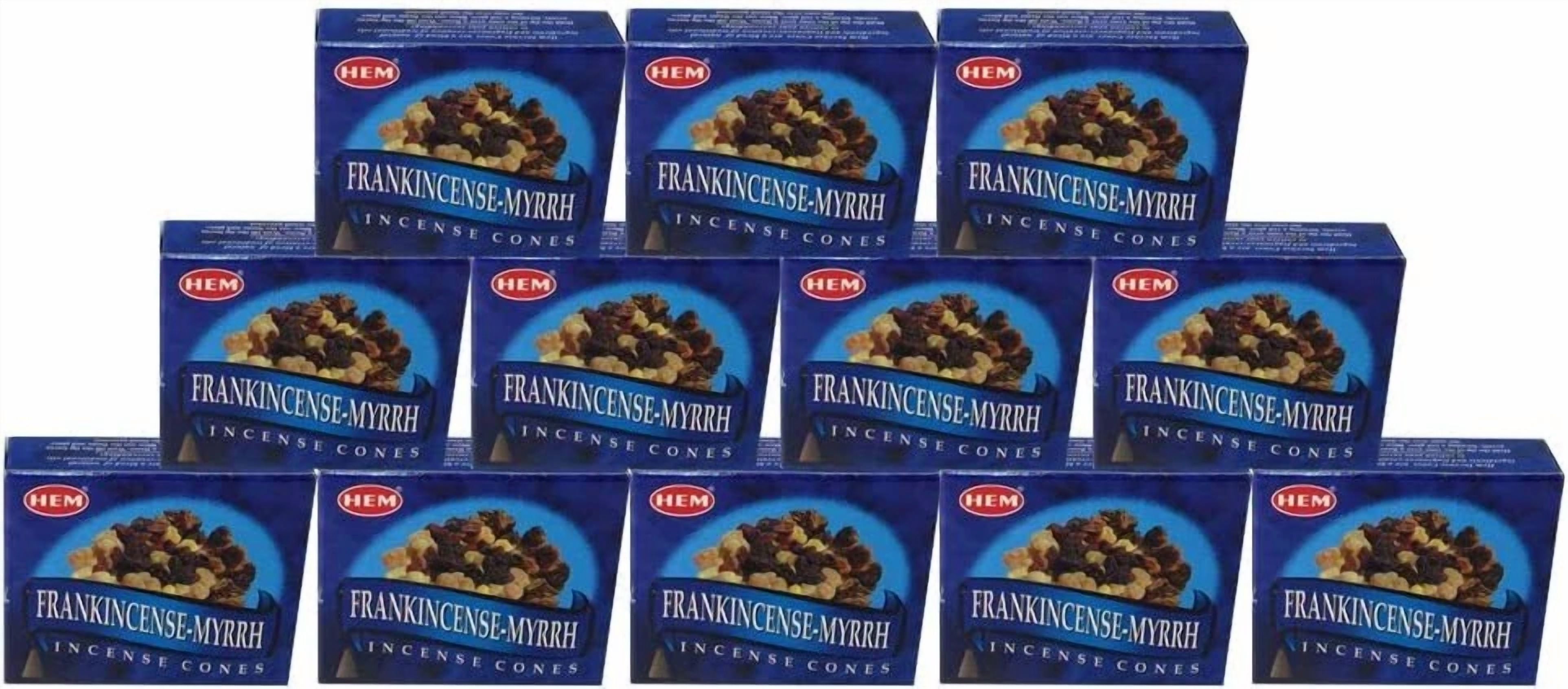 CIRCLE- Hem Frankincense And Myrrh Pack Of 12 Incense Cones Boxes, 10 Cones Each