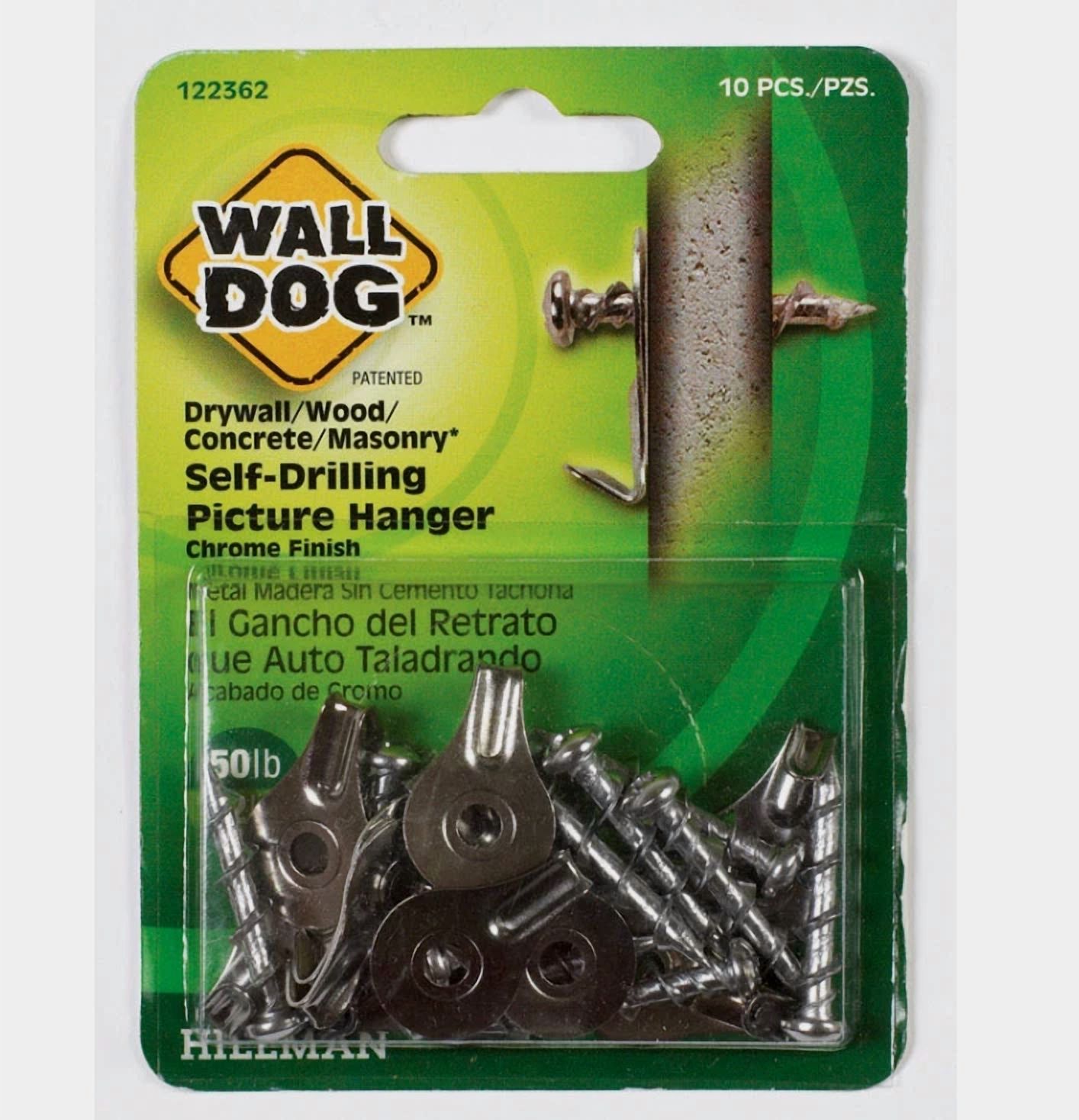 CIRCLE- Hillman Wall Dog Self-Drilling Drywall Picture Hanger 50 Lb. 10 Pk 122362