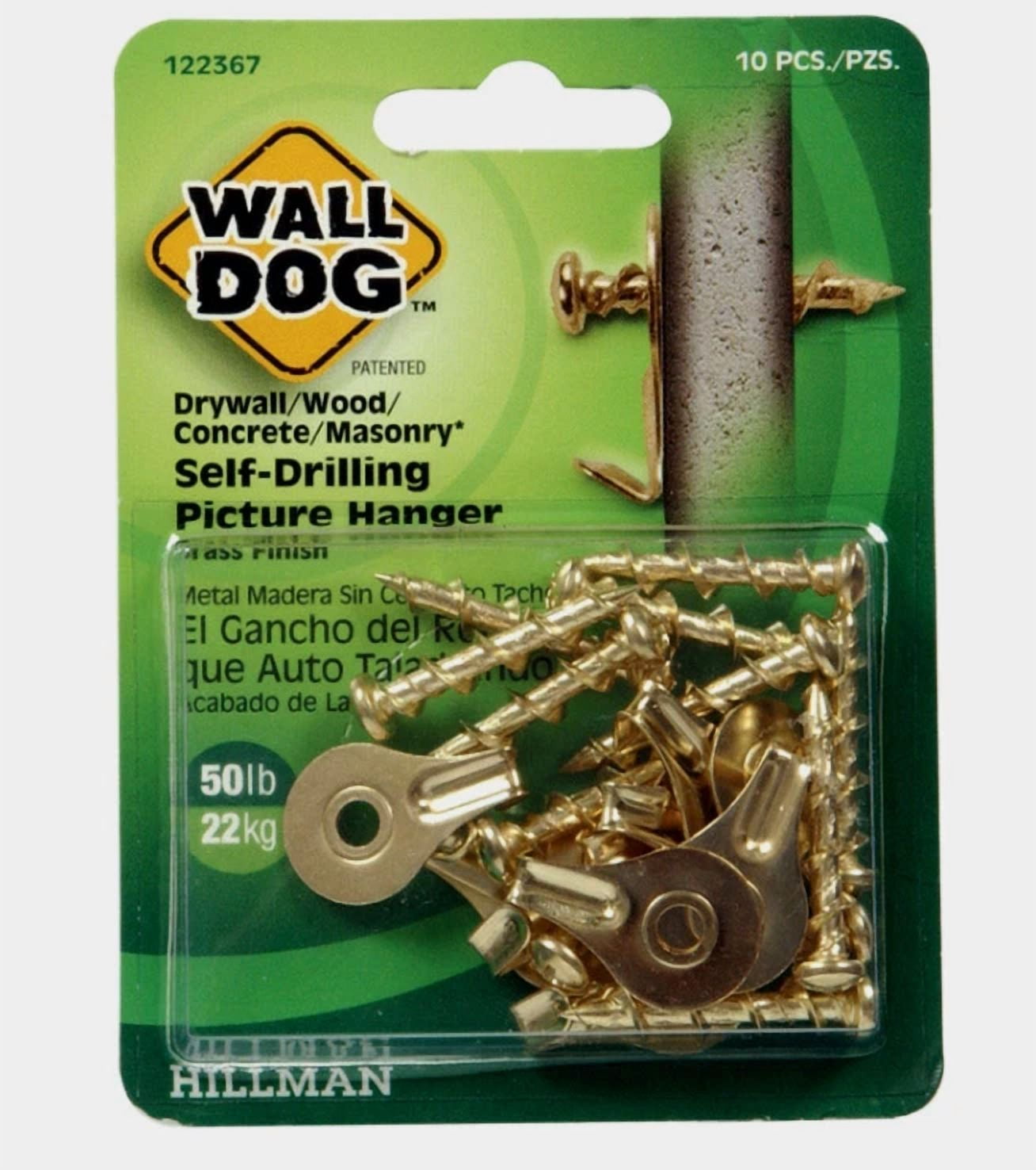 CIRCLE- Hillman Wall Dog Self-Drilling Drywall Picture Hanger 50 Lb. 10 Pk 122367