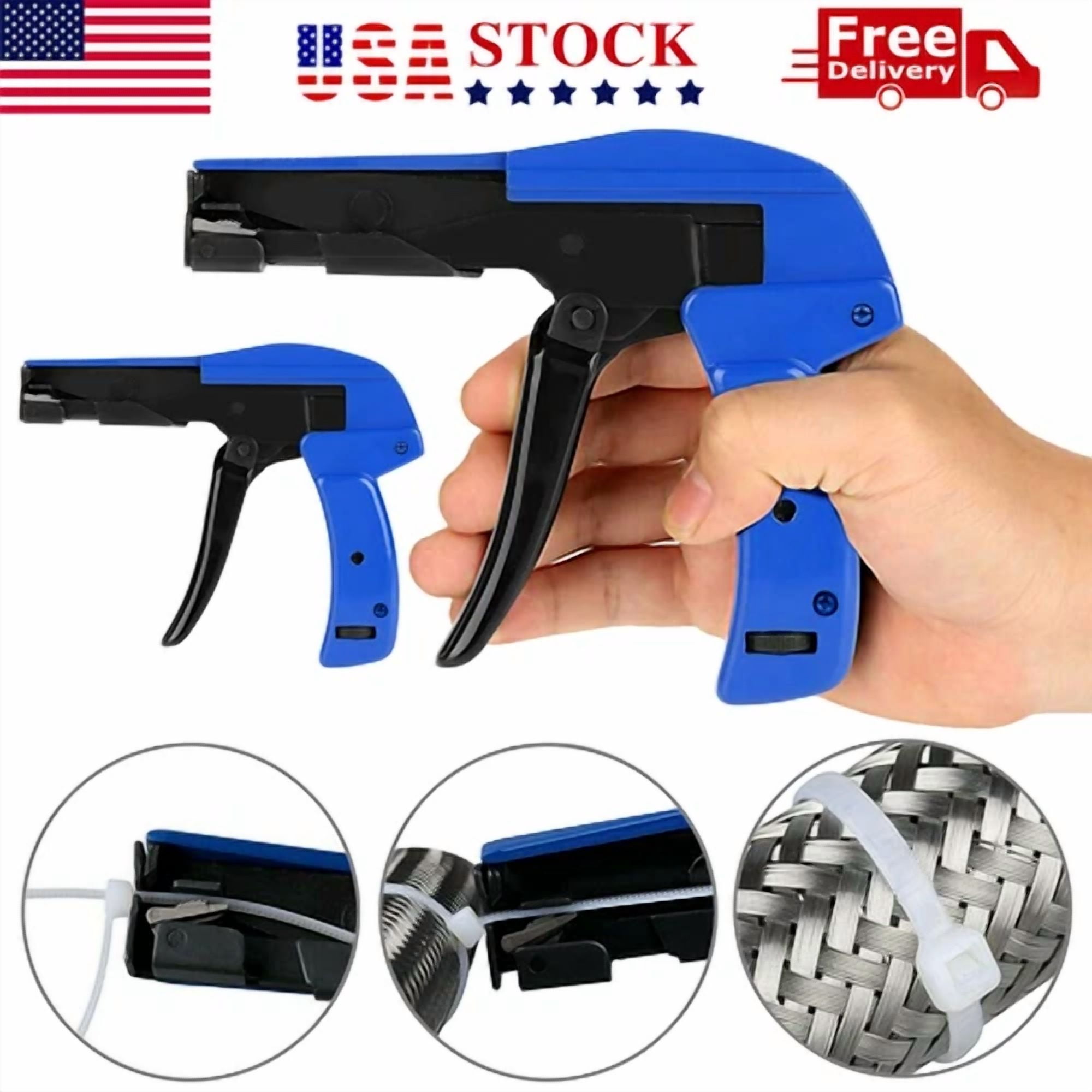 CIRCLE- Industrial Zip Tie Gun Tension Fastening Tool 1 Motion Tie & Cut Off Cable Ties