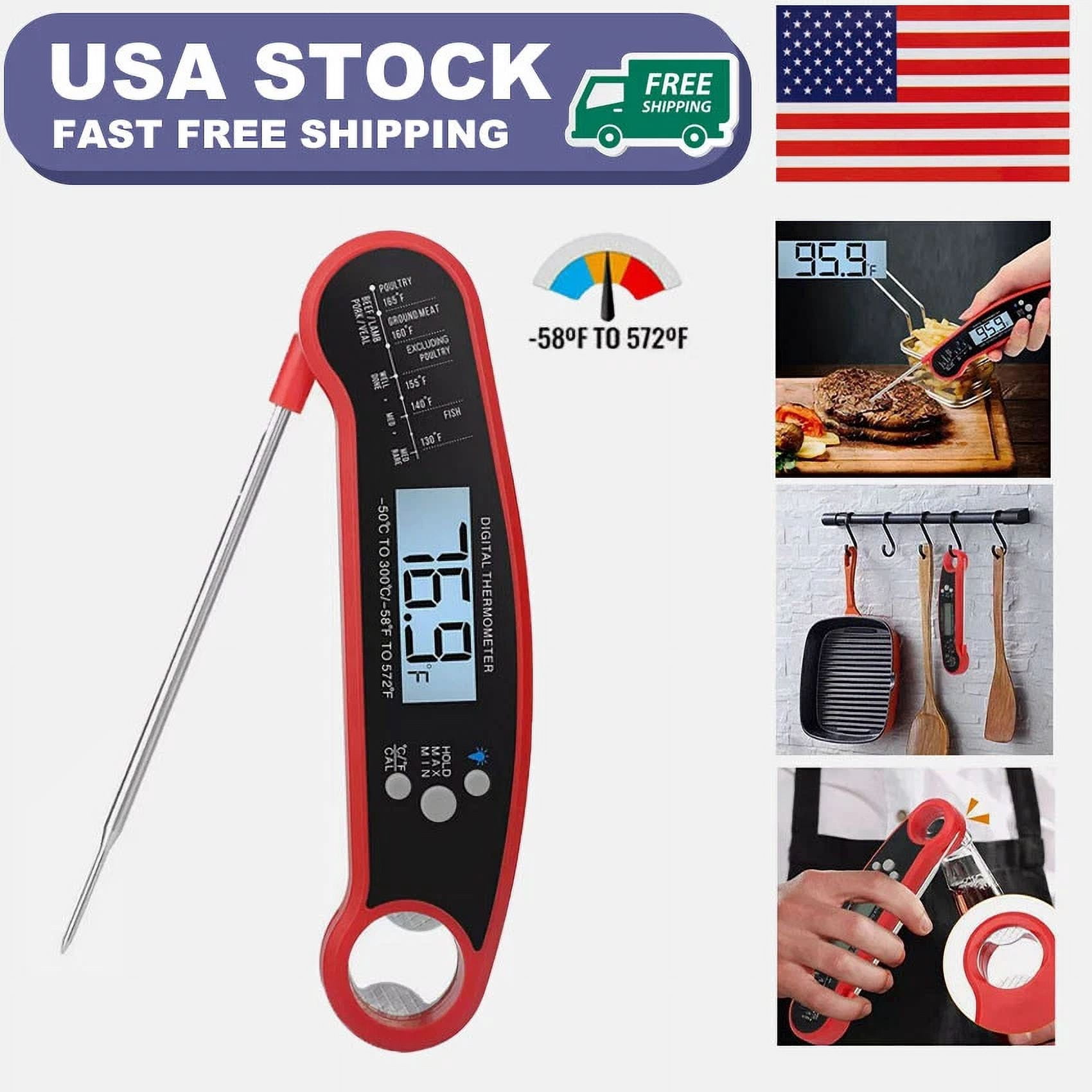 CIRCLE- Instant Read Digital Meat Thermometer Fast For Kitchen Food Bbq Cooking Grilling