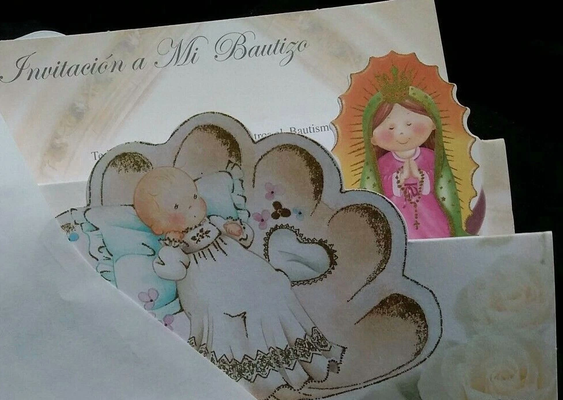 CIRCLE- Invitaciones De,A Mi Bautizo (Spanish Baptism Christening Invitations), Favors