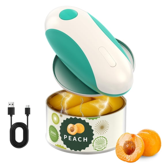 CIRCLE JOY Rechargeable Electric Can Opener, One-Touch Automatic Can Opening with Lid Remover & Smooth Edge Cutting, Food-Safe, Easy to Use for Seniors and Arthritis, Green