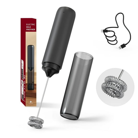 CIRCLE JOY Powerful Double Whisk Milk Frother Handheld Rechargeable Milk Foamer