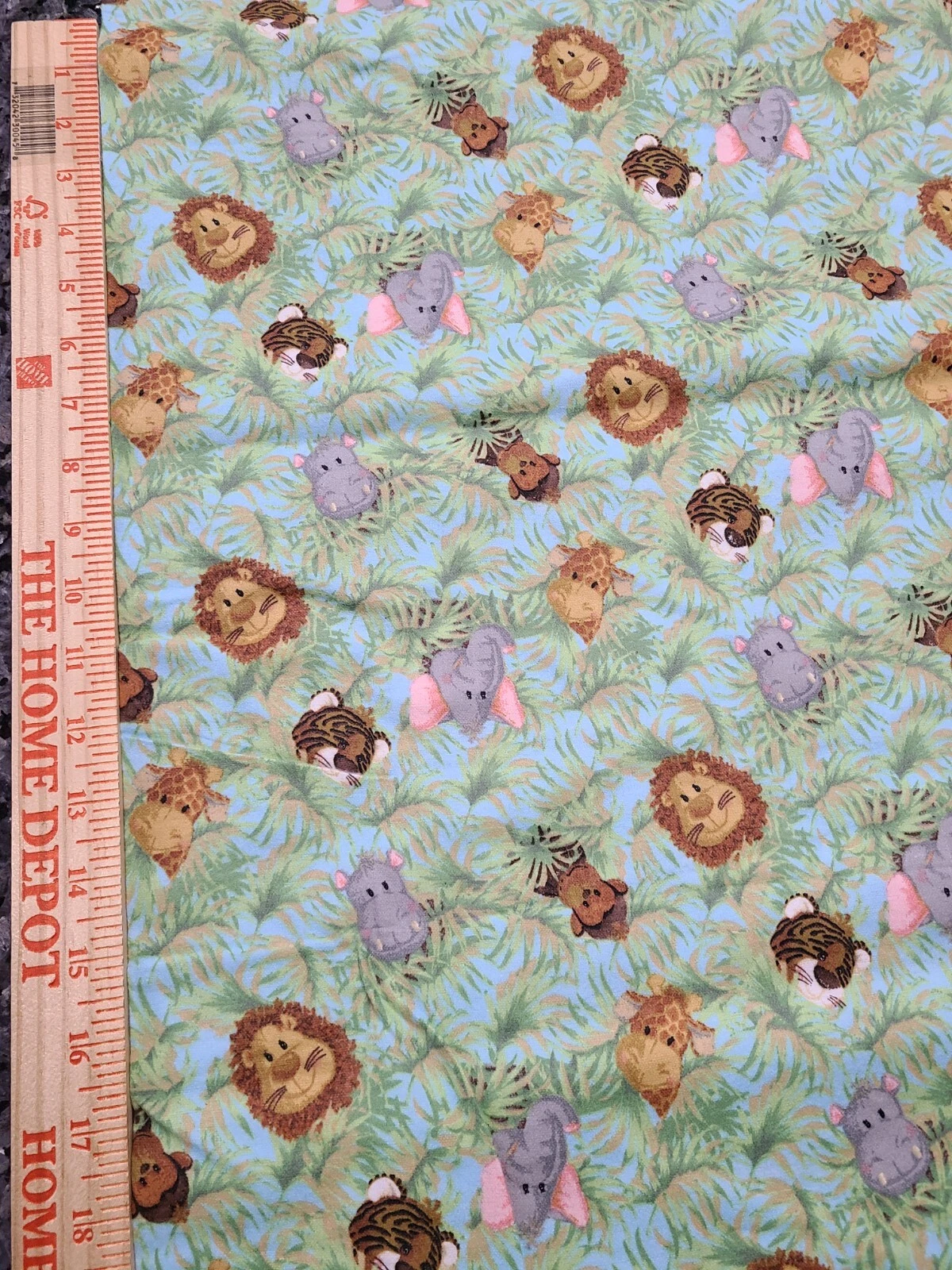CIRCLE- Jungle Babies Print Cotton Flannel Fabric 45" Wide By The Yard