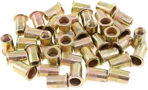 CIRCLE- Keadic 100Pcs M8 Rivet Nuts Zinc Plated Carbon Steel Flat Head Threaded Inserts
