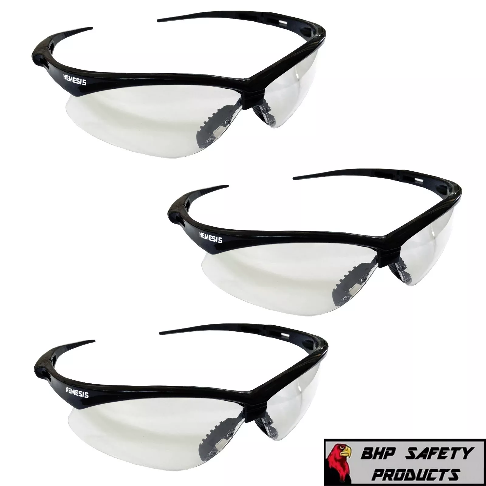 CIRCLE- Kleenguard Nemesis Clear Lens Safety Glasses Black Frame 25676 Shooting (3 Pair)