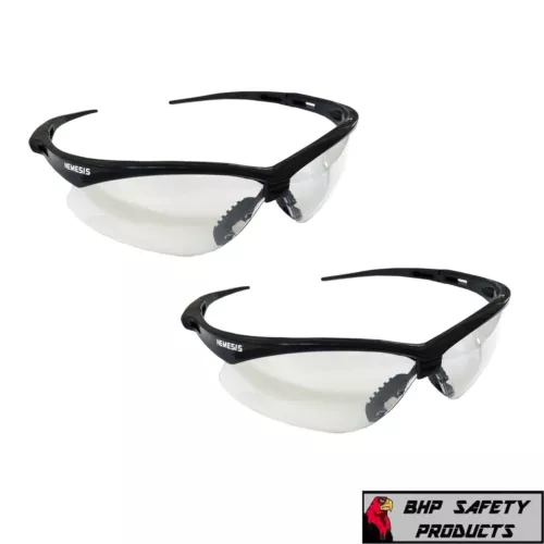 CIRCLE- Kleenguard Nemesis Safety Glasses Clear Anti-Fog Lens Black Frame 25679 (2 Pair)