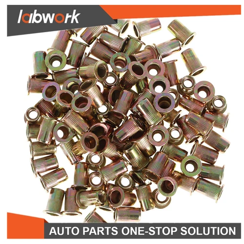 CIRCLE- Labwork Flat Head Rivnut Carbon Steel Threaded Insert Nuts 100 Pcs M6 Metric Nut