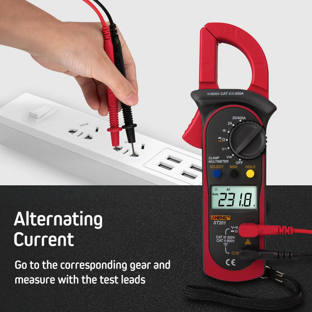 CIRCLE- Lcd Digital Multimeter Clamp Voltmeter Ammeter Ohmmeter Volt Ac Dc Tester Leads