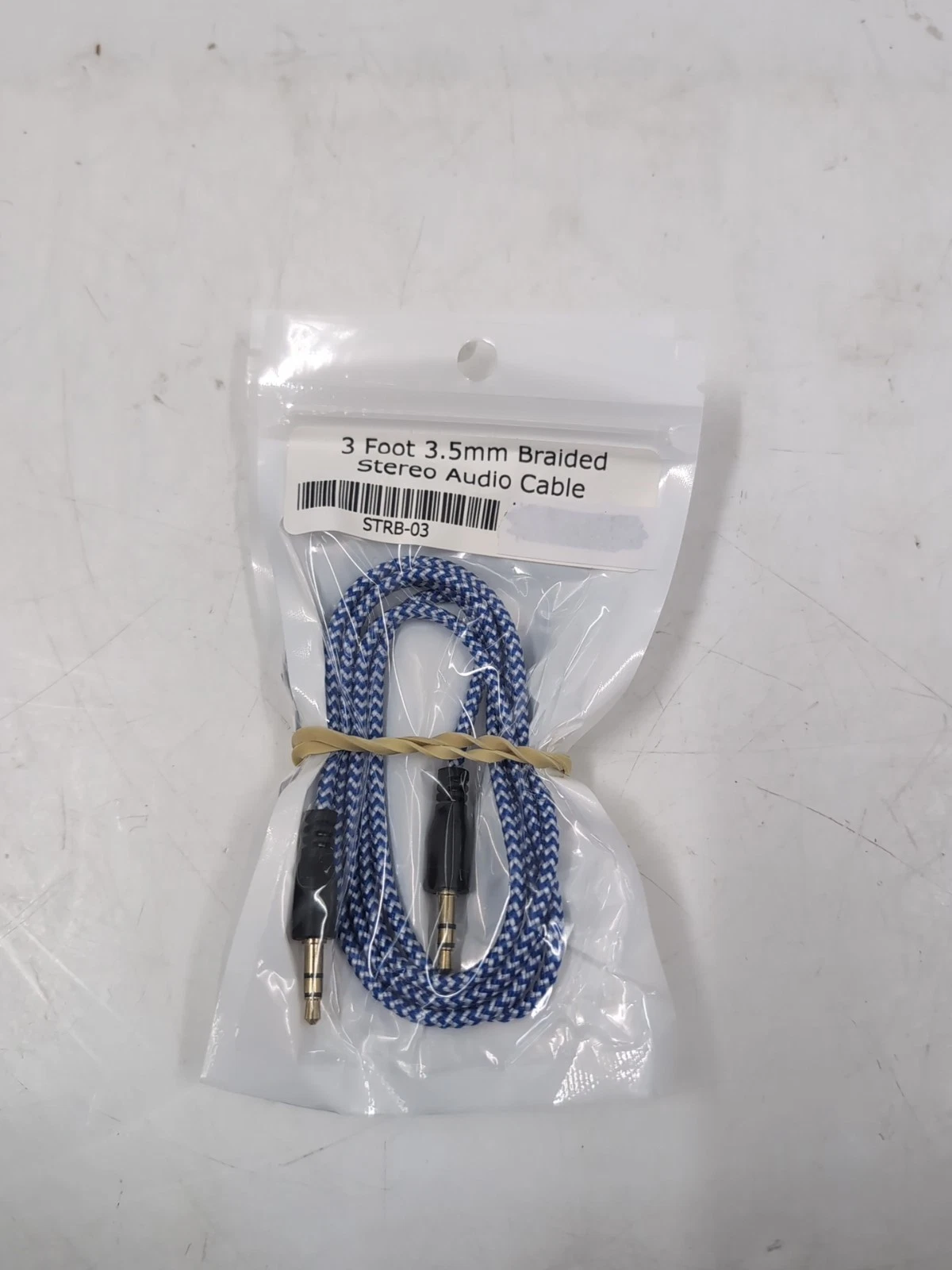 CIRCLE- Lot Of 2 3' 3.5Mm Stereo Trs Male Braided Audio Cable (Blue/White) - Eb-18444 -