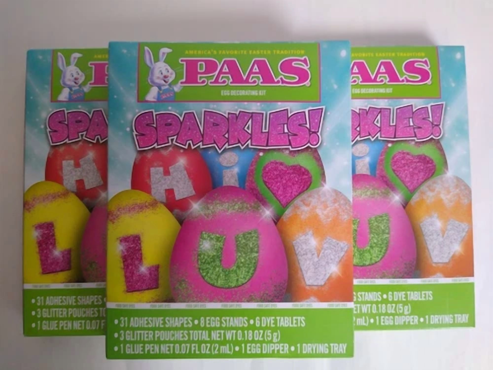 CIRCLE- Lot Of 3 Paas Sparkles Egg Coloring Decorating Kit